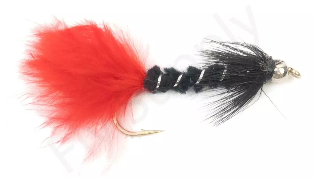 Euro Flies Wooly Bugger Red/Black #6 3 Euro Flies Wooly Bugger Red/Black #6