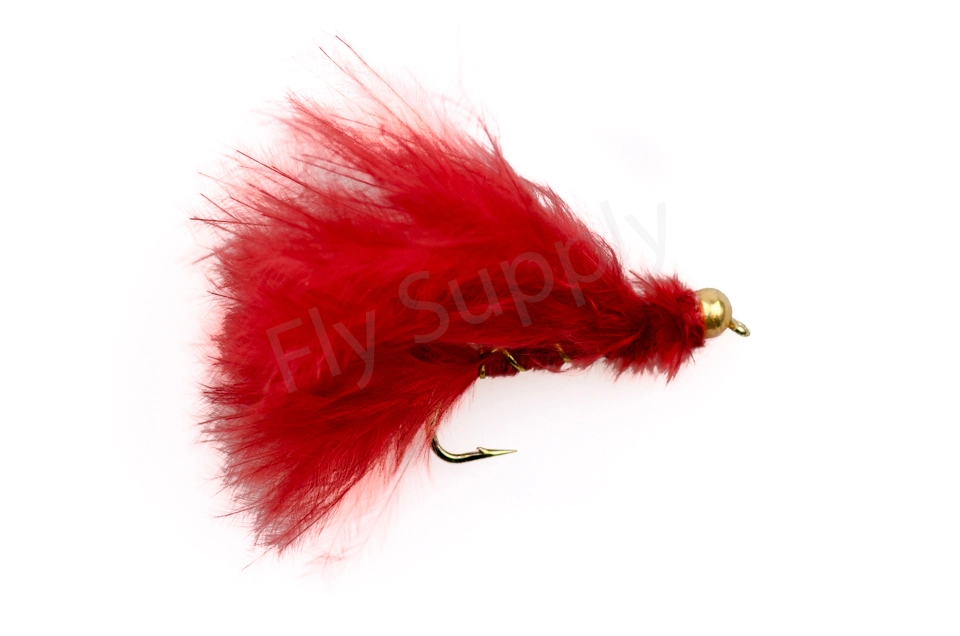 Euro Flies Tungsten Marabou Streamer Red #8 3 Euro Flies Tungsten Marabou Streamer Red #8