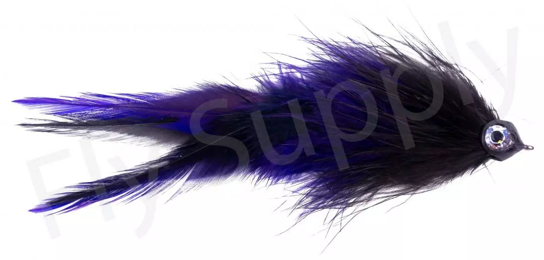 Pike Feather Purple/Black Streamer #4/0 3 Pike Feather Purple/Black Streamer #4/0