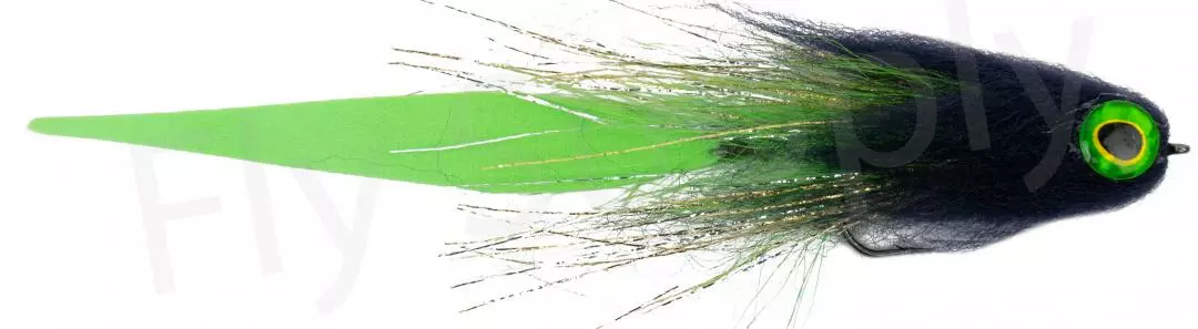 Pike Streamer Black Fluo Chartreuse Wave Tail 3 Pike Streamer Black Fluo Chartreuse Wave Tail